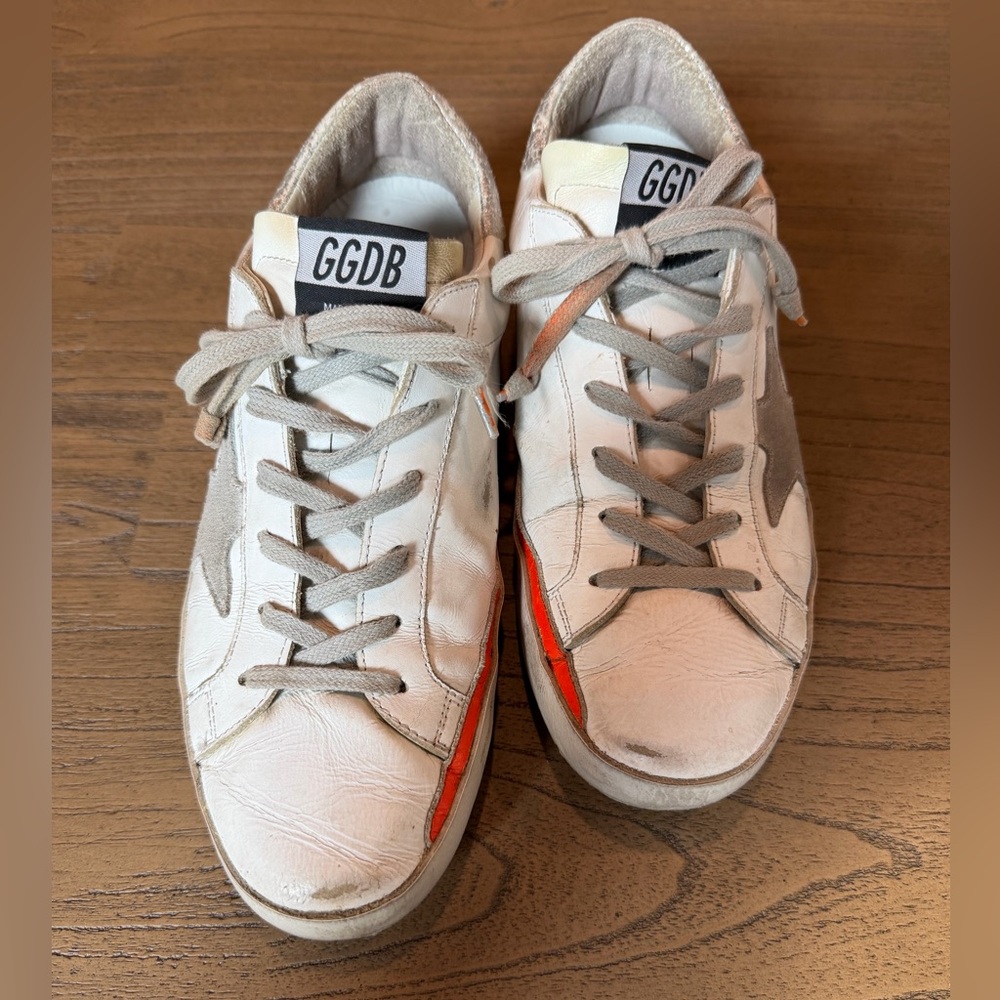 Golden Goose White and Gray Sneakers with Orange Detail - Picture 3 of 5